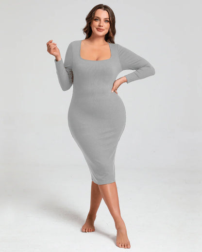 Long Sleeve Midi Shapewear Dress